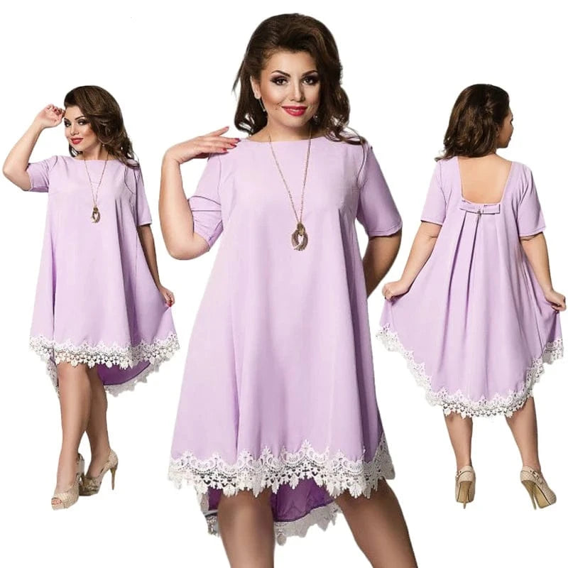 2024 spring and summer explosion lace splicing hem dress loose comfortable plus size dresses