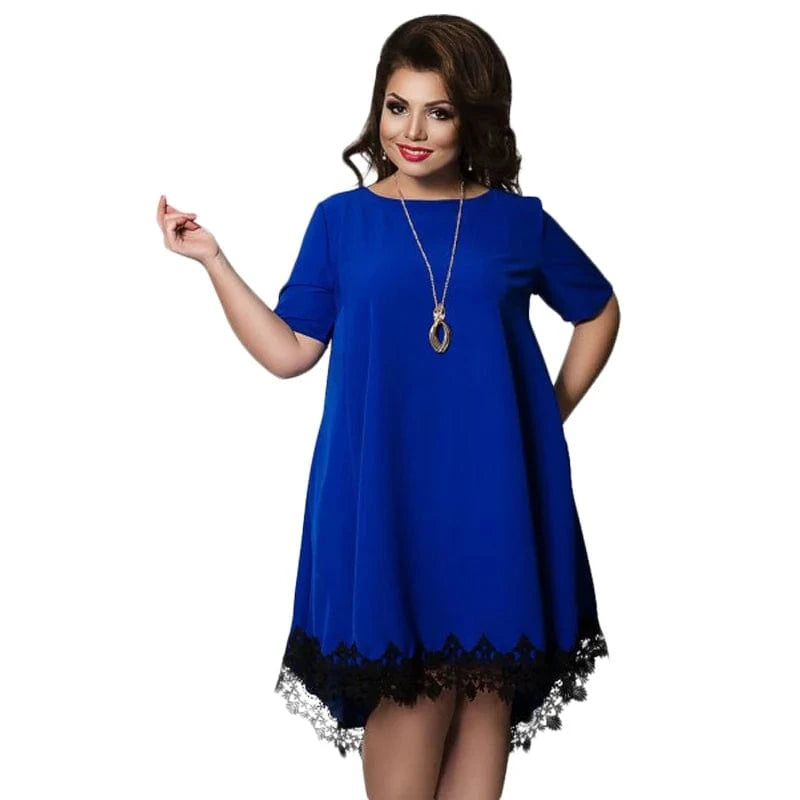 2024 spring and summer explosion lace splicing hem dress loose comfortable plus size dresses