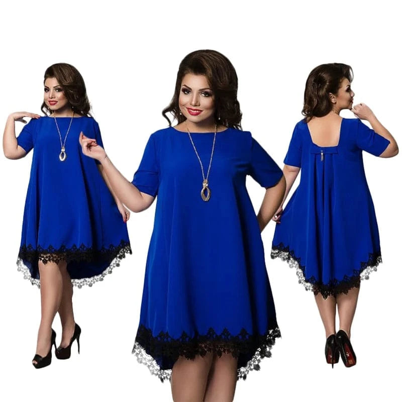 2024 spring and summer explosion lace splicing hem dress loose comfortable plus size dresses