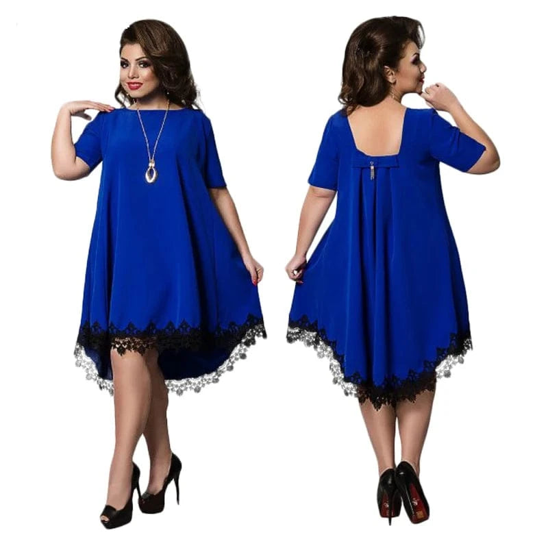 2024 spring and summer explosion lace splicing hem dress loose comfortable plus size dresses