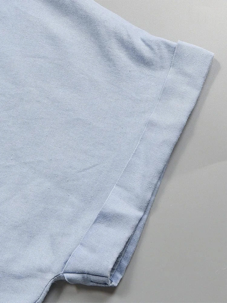 2024 Spring And Summer New Women's Shirt V Collar Denim Shirt Comfortable Casual Blue Pullover Shirt