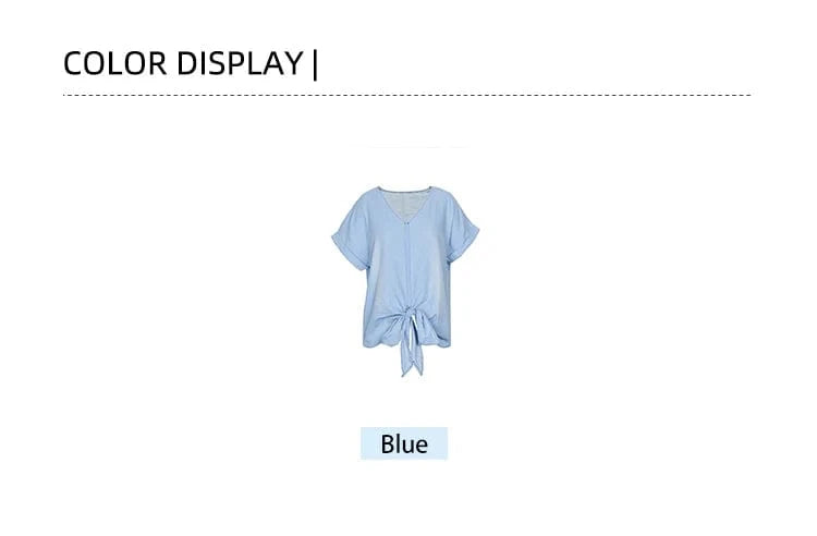 2024 Spring And Summer New Women's Shirt V Collar Denim Shirt Comfortable Casual Blue Pullover Shirt