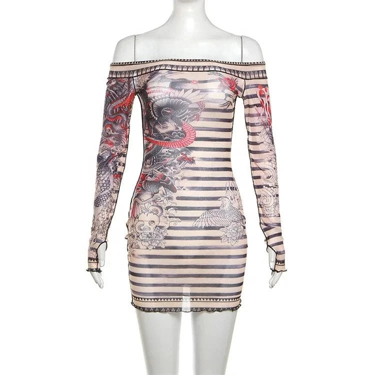 2024 Spring Autumn Long Sleeve Party Club Streetwear Mesh Sheer Bodycon Mini Dress