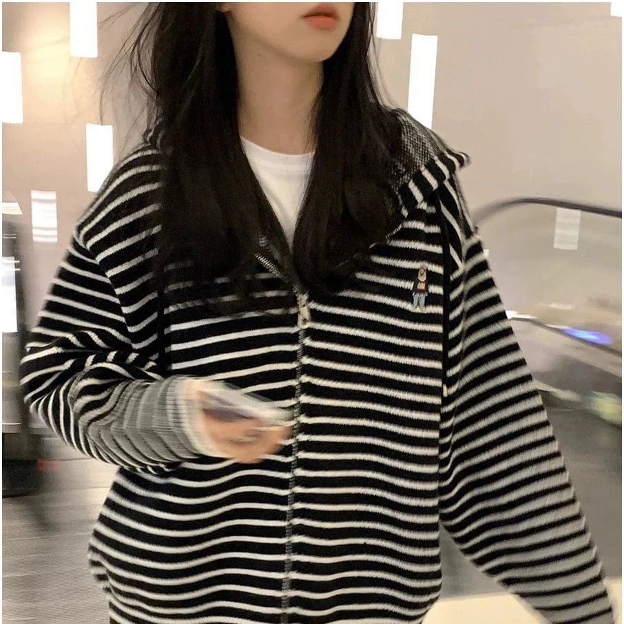 2024 Spring ladies long sleeve elegant cardigan classic zipper sweater hoodie cardigan sweater coat
