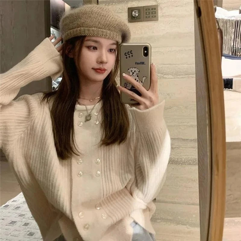 2024 Spring  lady fashionable new arrival crew neck long sleeve coat gentle style sweater cardigan