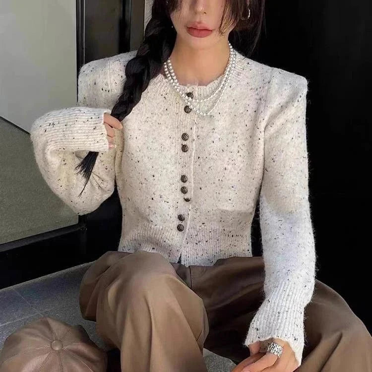 2024 Spring  lady fashionable new arrival crew neck long sleeve coat regular model sweater cardigan