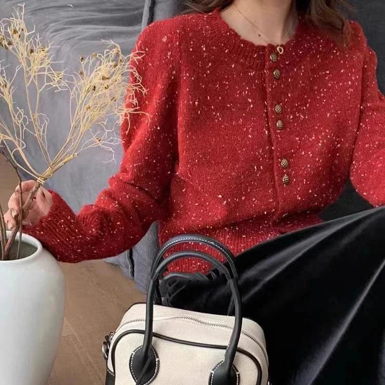 2024 Spring  lady fashionable new arrival crew neck long sleeve coat regular model sweater cardigan