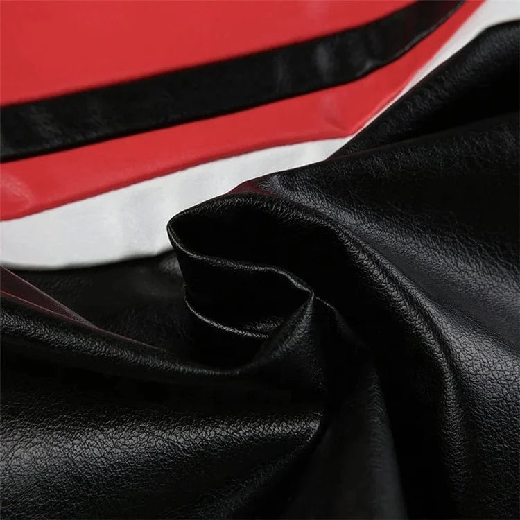 2024 Spring Letter Two Piece Women Skirts Outfits Long Sleeve Knitted Cropped Tops and PU Faux Leather Mini Skirt Matching Sets