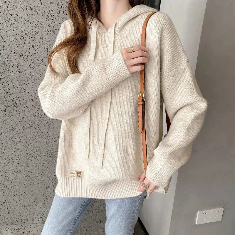 2024 spring new arrival fashion lady plus size loose knit hoodies shirt