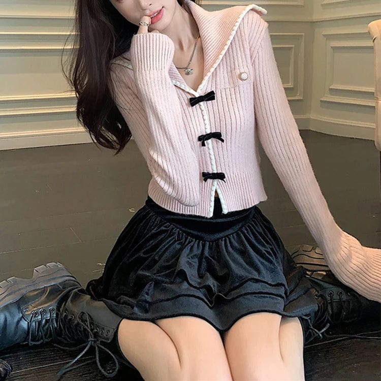 2024 Spring New arrival Ladies crew neck bow jumper long sleeve sweater shirt women sweater jumper