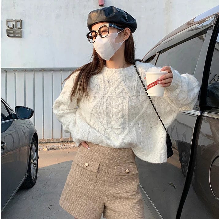 2024 Spring new arrival Ladies crew neck long sleeve loose fit women sweater jumper