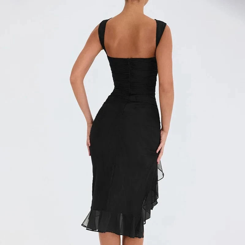 2024 Spring/Summer New crewneck Sleeveless Dress female fashion selling sexy sheath halter pleated MIDI skirt