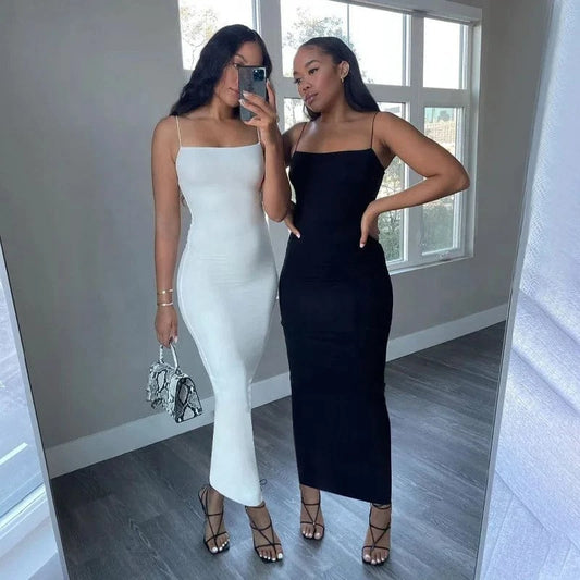2024 Spring Summer New Women's Clothing Sexy Strap Temperament Strap Long Dress Fashion Slim Fit Dress Women