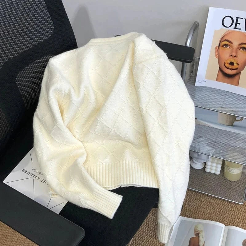 2024 Spring woman new arrival crew neck long sleeve elegant cardigan beading sweater coat