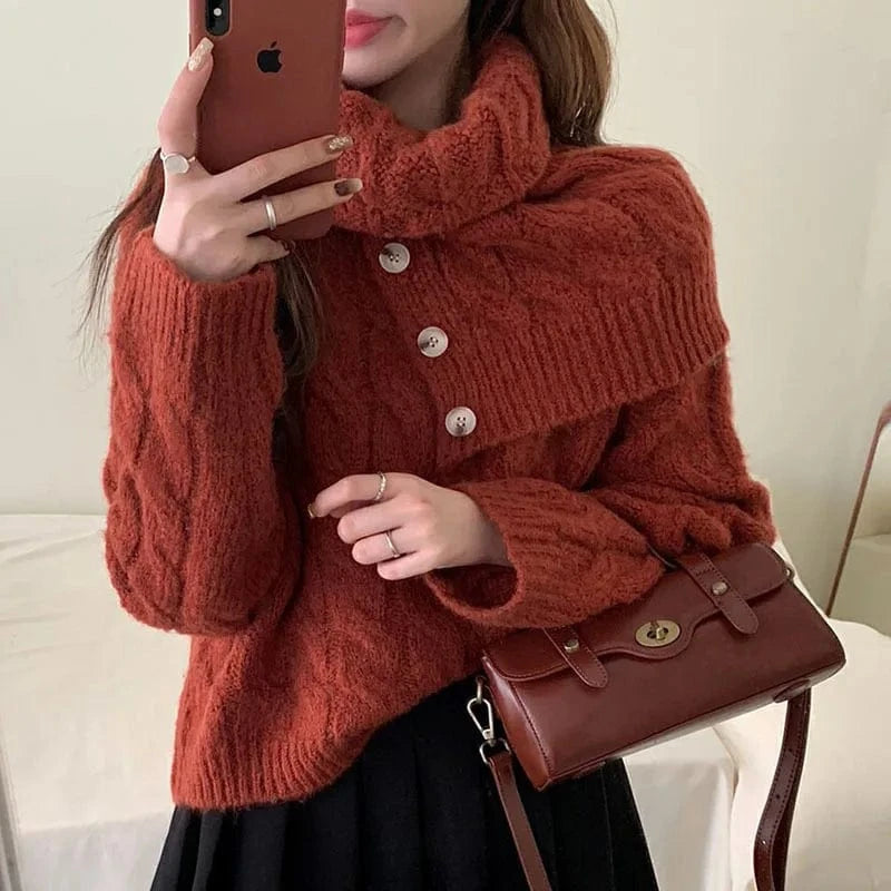 2024 Spring women new arrival crew neck long sleeve loose solid scarf shawl sweater jumper