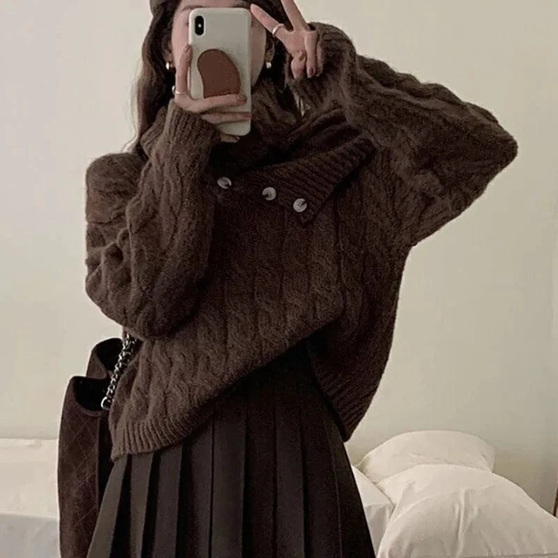 2024 Spring women new arrival crew neck long sleeve loose solid scarf shawl sweater jumper