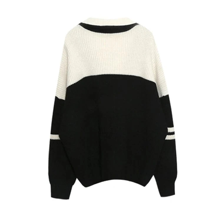 2024 Spring women new arrival zipper polo neck long sleeve loose cable knit jumper sweater pullover