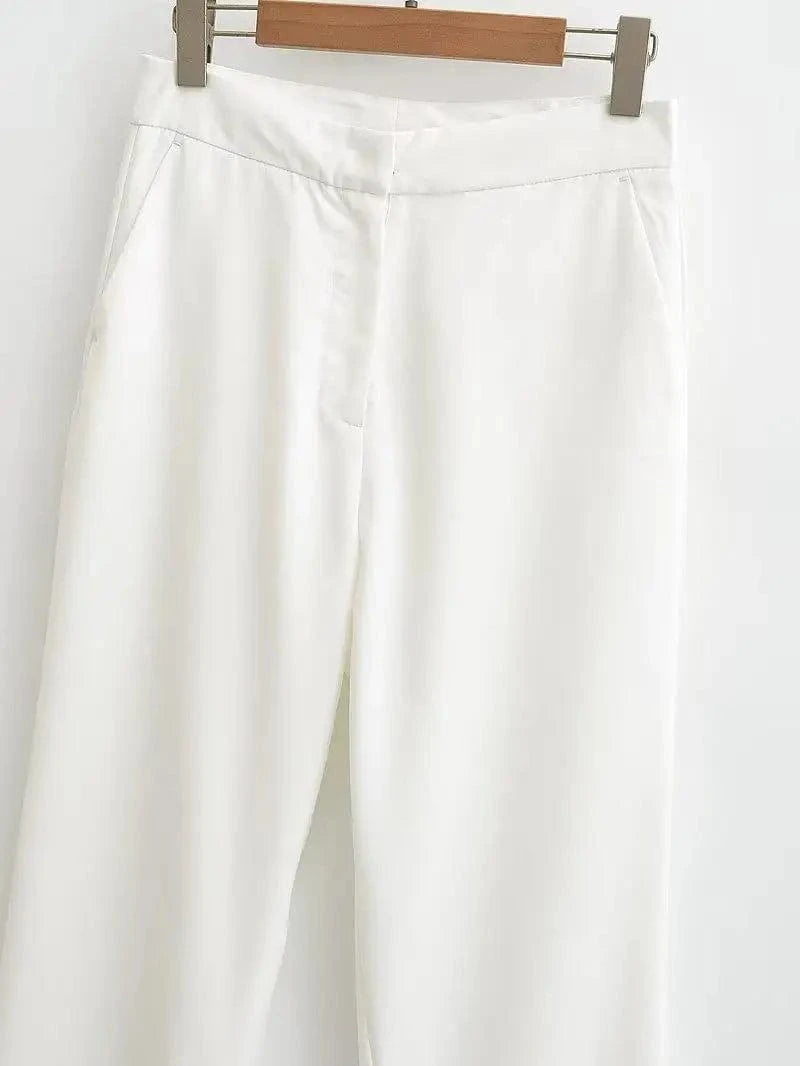 2024 Spring Women's Elegant V-neck Buttoned Slim Short Vest Vest Layered Over Waistcoat Pants Suit 256 257