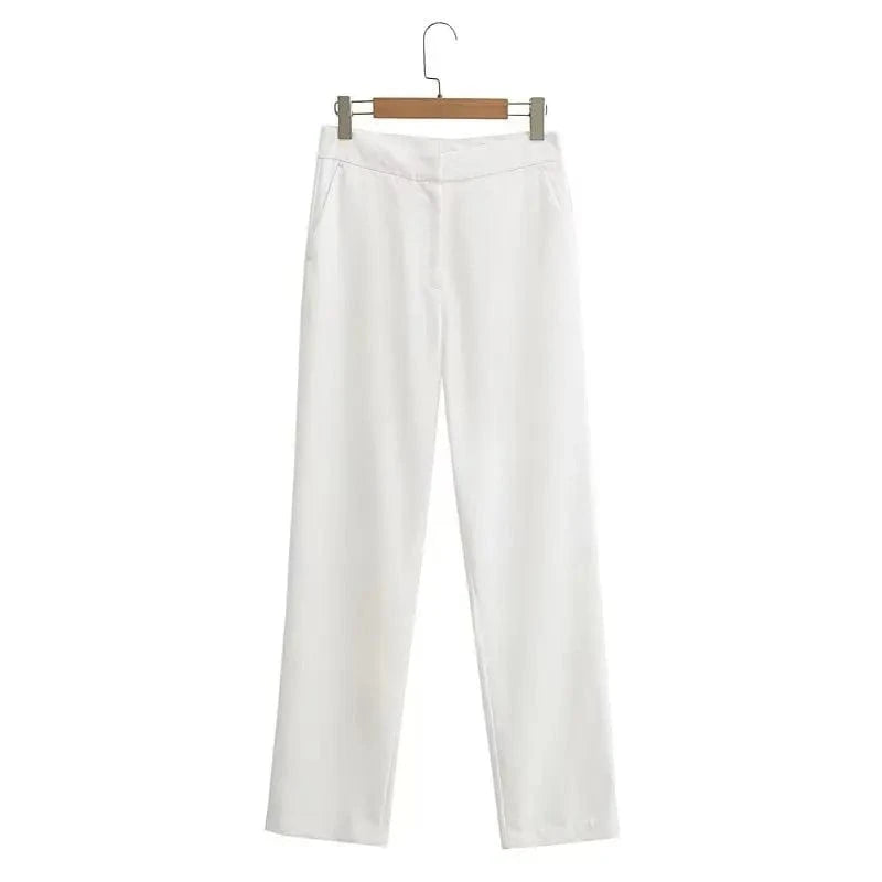 2024 Spring Women's Elegant V-neck Buttoned Slim Short Vest Vest Layered Over Waistcoat Pants Suit 256 257