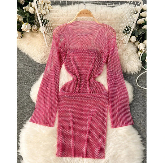 2024 Spring Y2k O-neck Midi Dress For Women Long Sleeve Empire Patchwork Hollow Out Lace Dresses Ladies Elegant Dresses