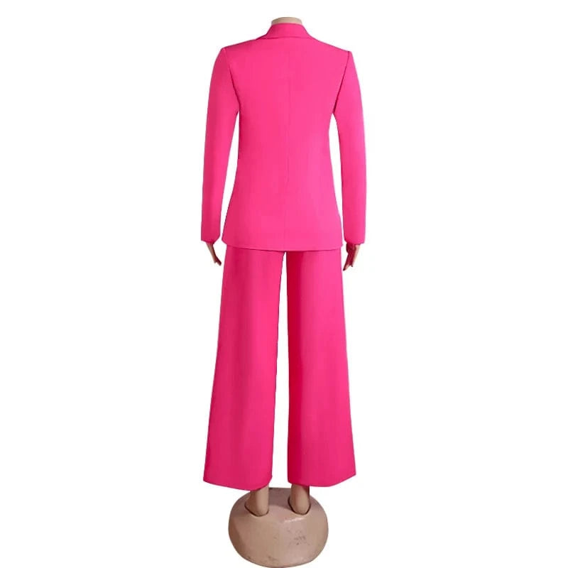 2024 Strapless High Waist Design Pink Jumpsuit Spring Jacket Sexy Women Two Piece Formal Suit