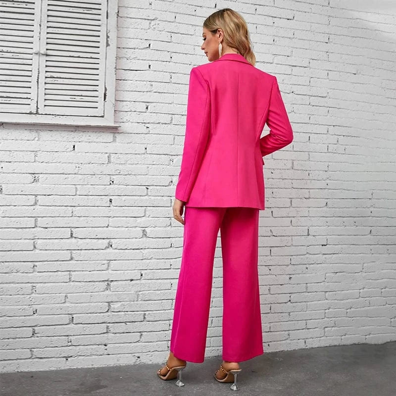 2024 Strapless High Waist Design Pink Jumpsuit Spring Jacket Sexy Women Two Piece Formal Suit