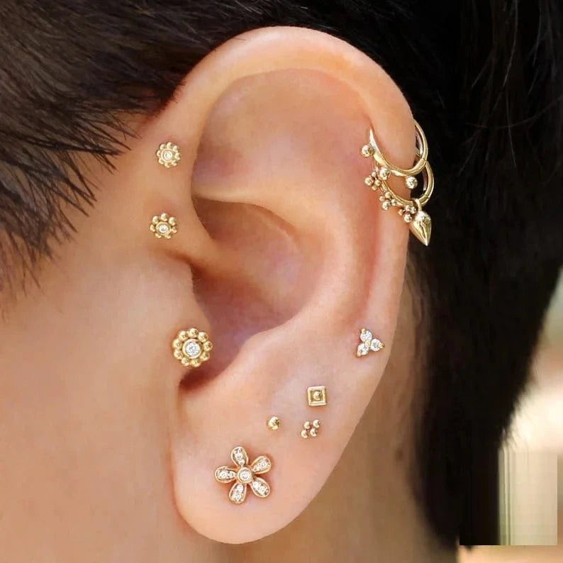 2024 summer 925 sterling silver delicate stud minimal flower cz silver earring