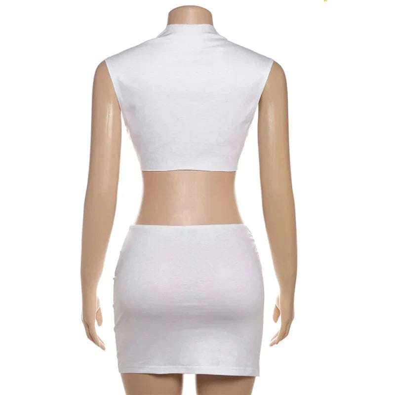 2024 summer boutique club wear fashion clothing crop top two piece mini skirt set