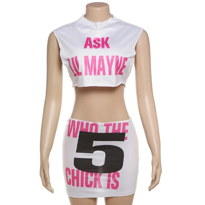 2024 summer boutique club wear fashion clothing crop top two piece mini skirt set