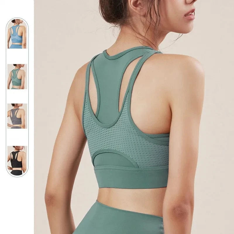 2024 summer Breathable Mesh Running Sports Underwear Women Shockproof Fitness Yoga Bra
