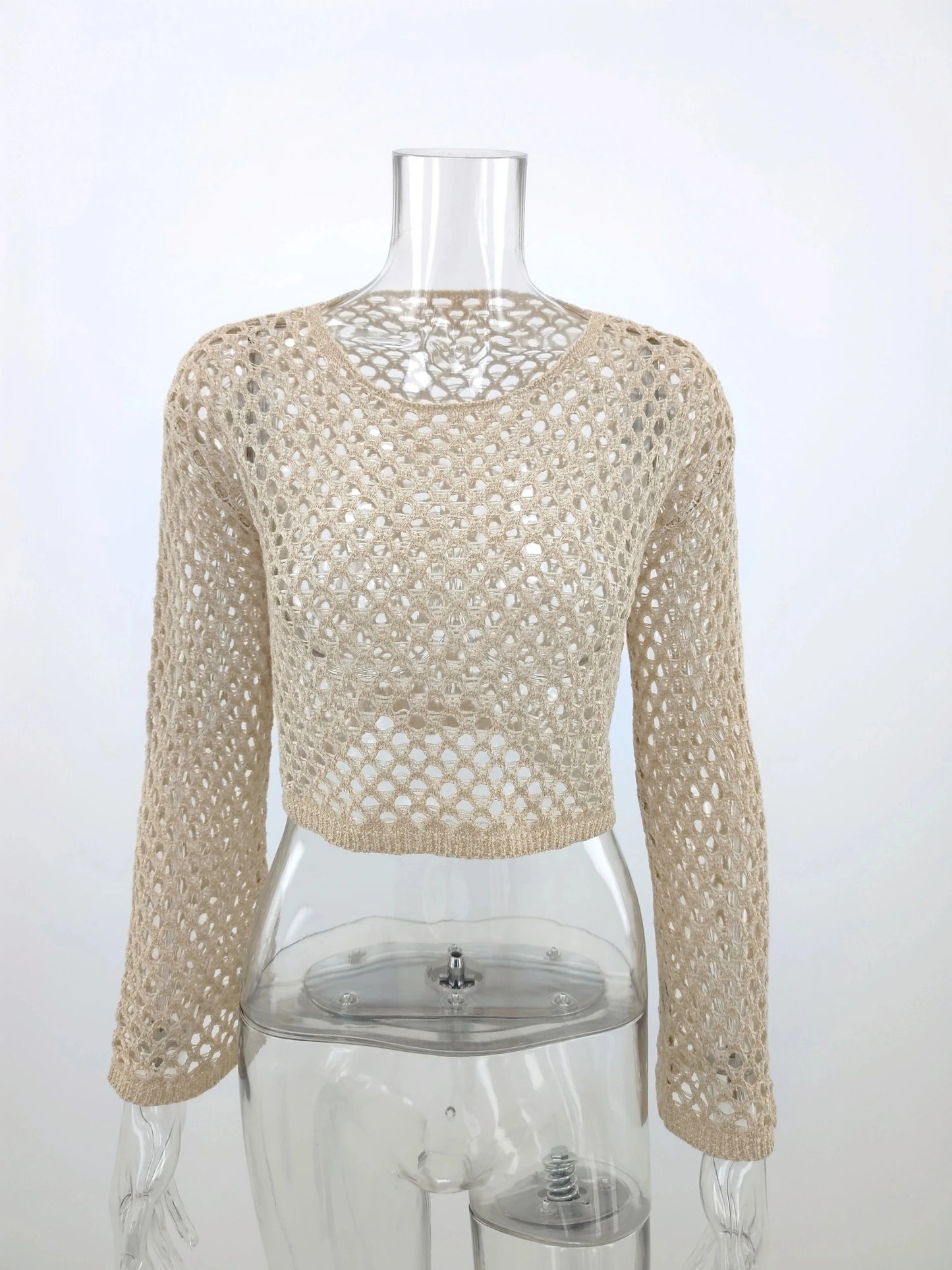 2024 Summer Holiday Beach Swim Cover Up Round Neck Hollow Out Beach Crochet Bathing Suits For Women Knit Swimsuit Coverup
