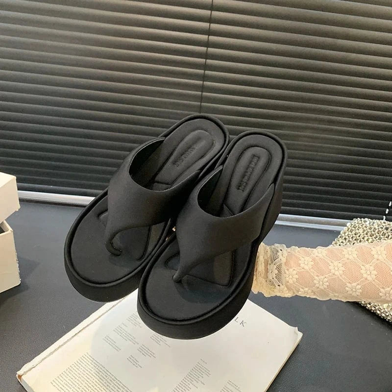 2024 summer hot girl slippers 10cm muffin thick bottom wedge flip-flops women's sandals