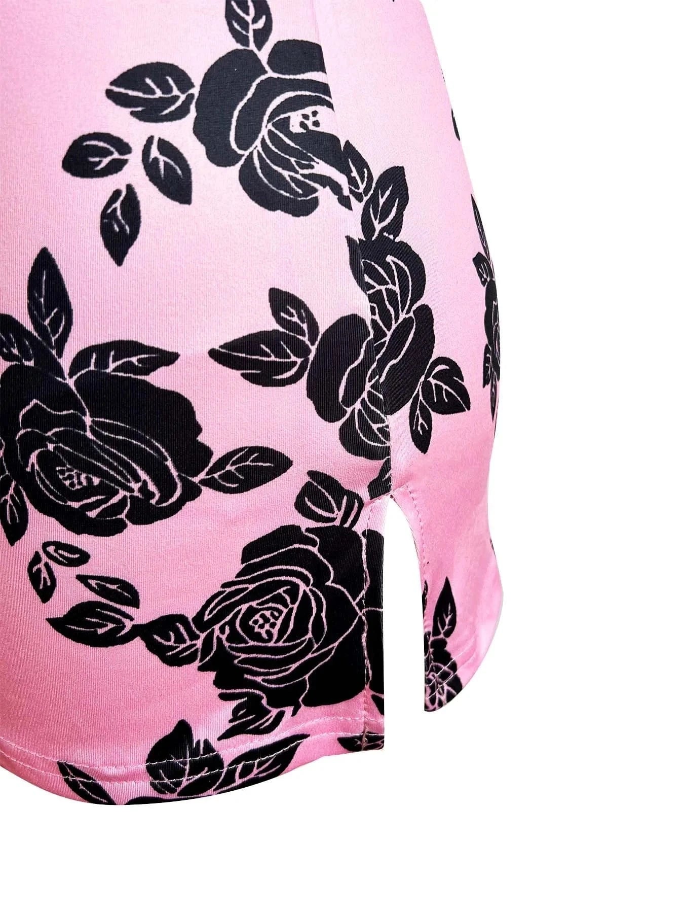 2024 Summer New Two Piece Set Lace Trim Floral Print Camisole Top and Matching Mini Skirt 2 piece Skirt set Women Clothing