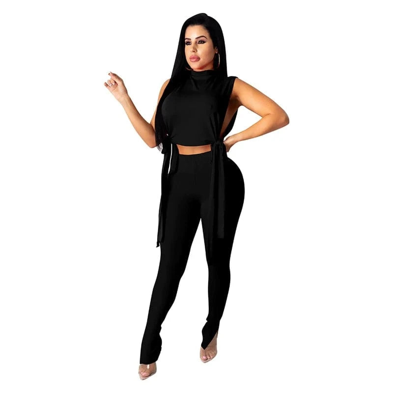 2024 summer new women fashion european clothing side stripe crop top and leggings pants two 2 piece set outfit  for women summer