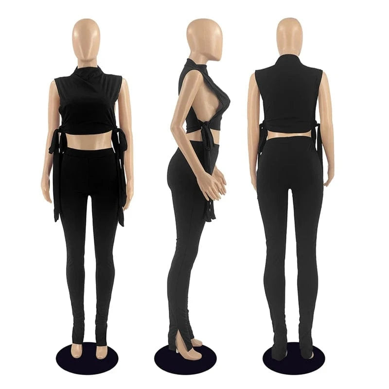 2024 summer new women fashion european clothing side stripe crop top and leggings pants two 2 piece set outfit  for women summer