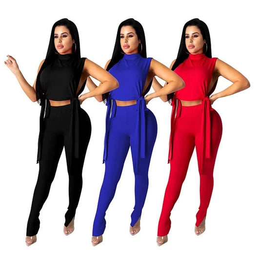 2024 summer new women fashion european clothing side stripe crop top and leggings pants two 2 piece set outfit  for women summer