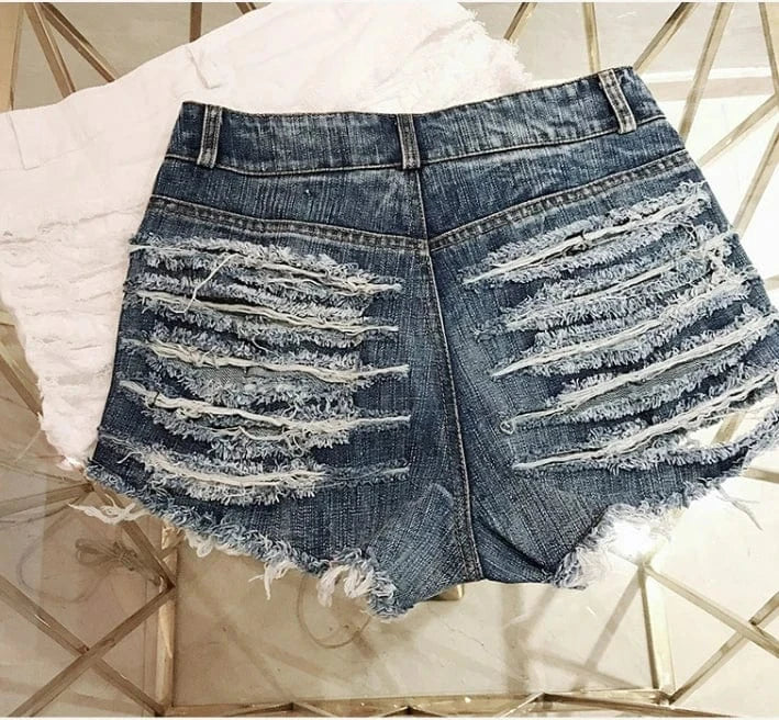 2024 summer S-2XL designer boutique ladies stylish denim jeans mini ripped women's shorts