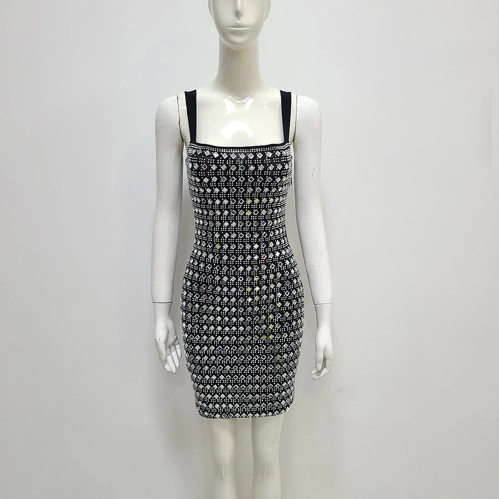 2024 Summer Sequins Backless Off-The-Shoulder Sexy Halter Party Nightclub Dress Bag Hip Skirt Woman
