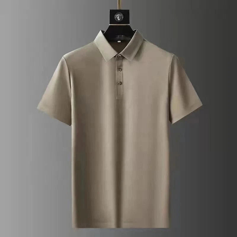 2024 Summer Thin Sports Set Men's Fashion Solid Color Polo Neck T-shirt Long Pants Men's Clothing Set
