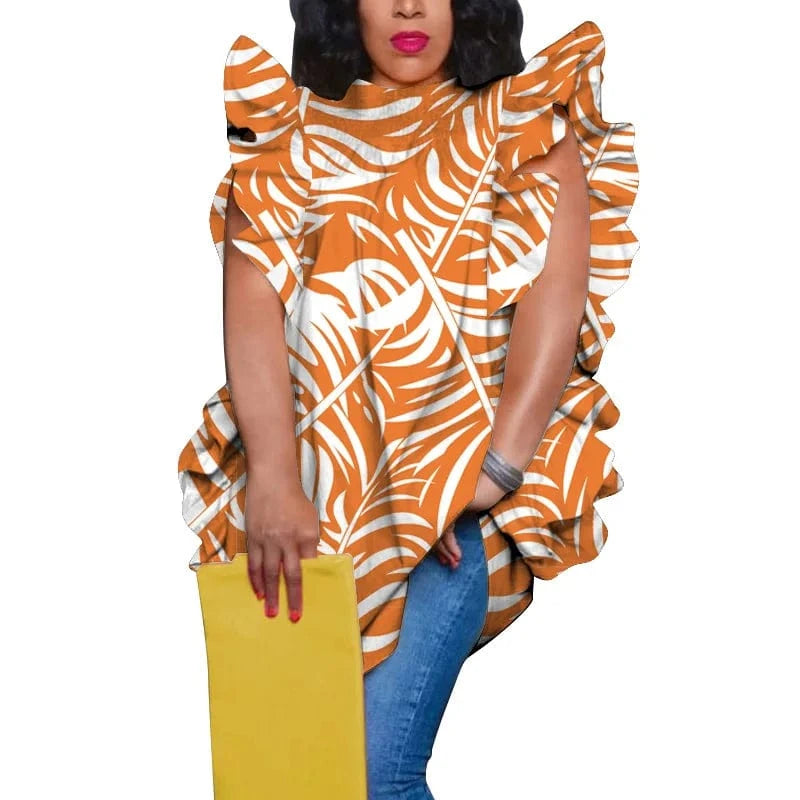 2024 summer top selling plus size woman s clothing ruffle short sleeve blouses and tops