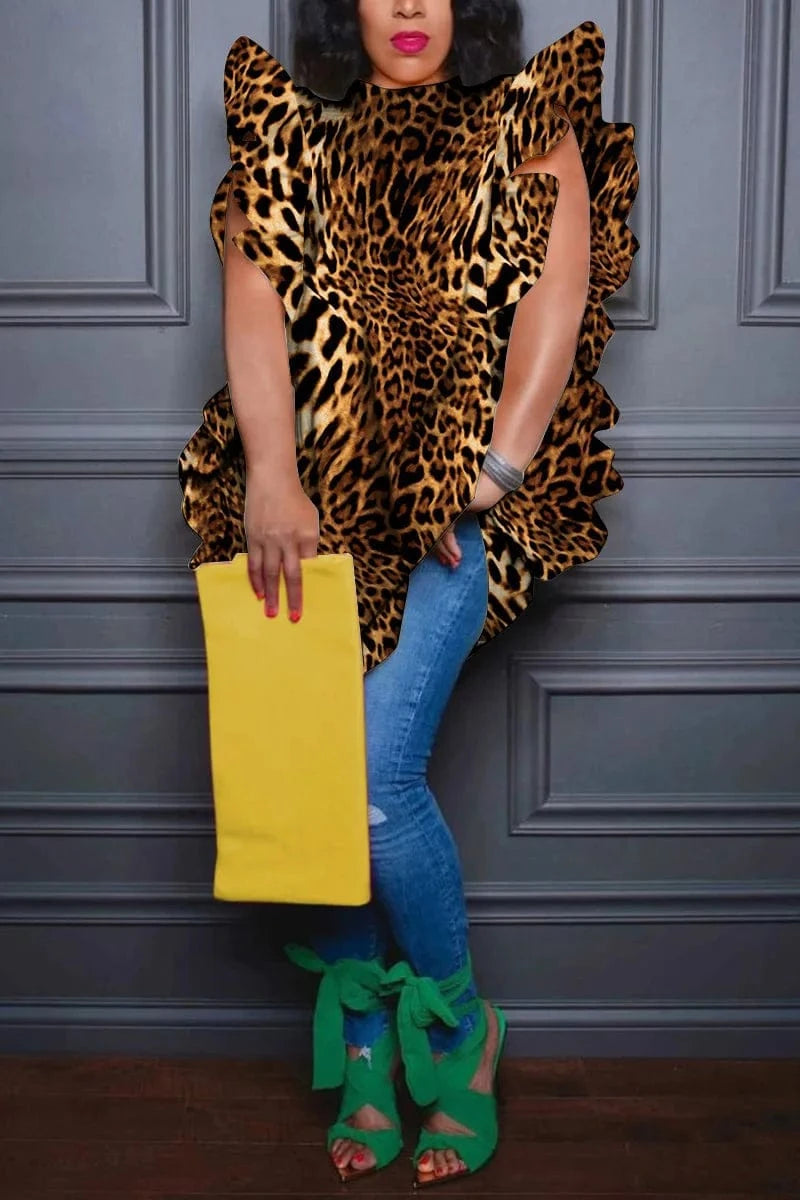 2024 summer top selling plus size woman s clothing ruffle short sleeve blouses and tops