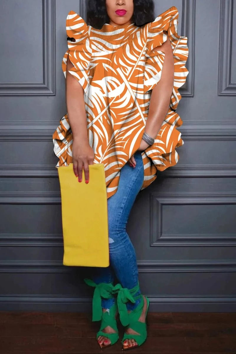 2024 summer top selling plus size woman s clothing ruffle short sleeve blouses and tops