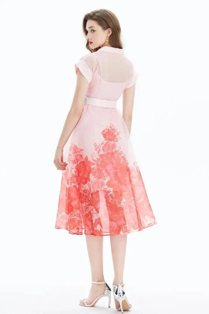 2024 Temperament Workwear Printed Waist Wrap Dress - Two Piece Set XY2034080