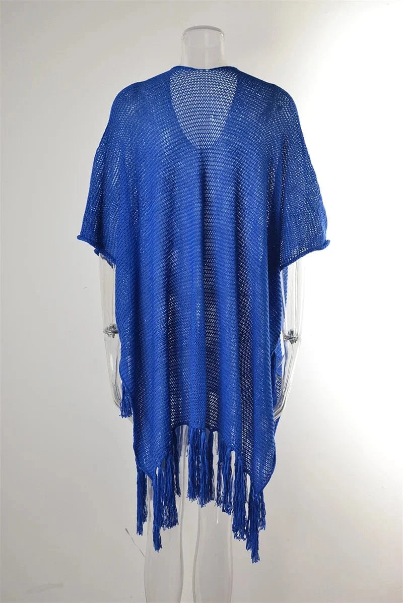 2024 Trend Luxury Beach Tunics for Women Cover Up Sexy Tassel Loose Crochet Bikini Beachwear Pareo Swimwear Coverups Dress Tunic