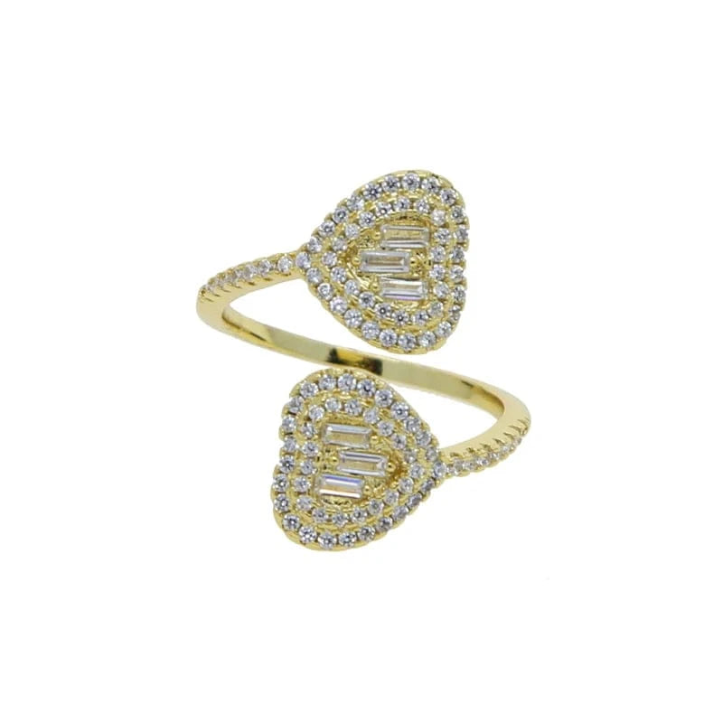 2024 Valentine's Day Gift Fashion Jewelry Micro Pave CZ Full Paved Hollow Heart Ring For Women
