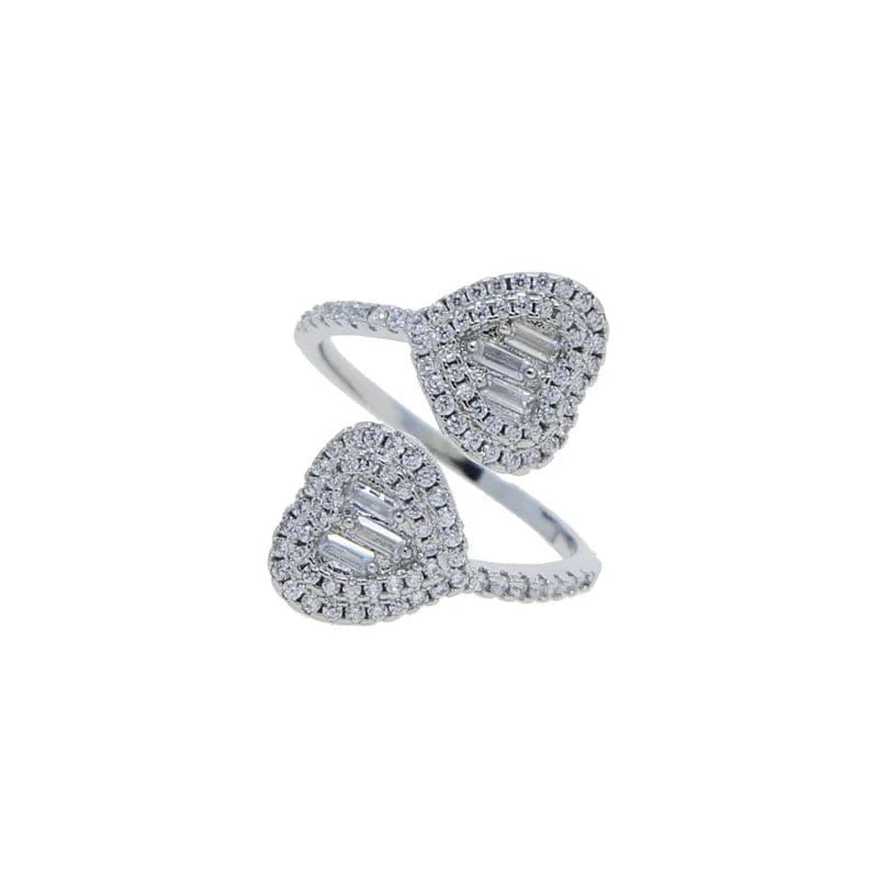 2024 Valentine's Day Gift Fashion Jewelry Micro Pave CZ Full Paved Hollow Heart Ring For Women