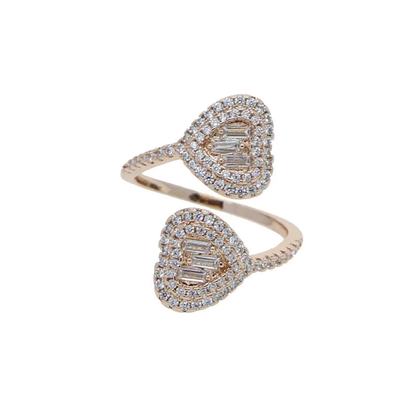 2024 Valentine's Day Gift Fashion Jewelry Micro Pave CZ Full Paved Hollow Heart Ring For Women