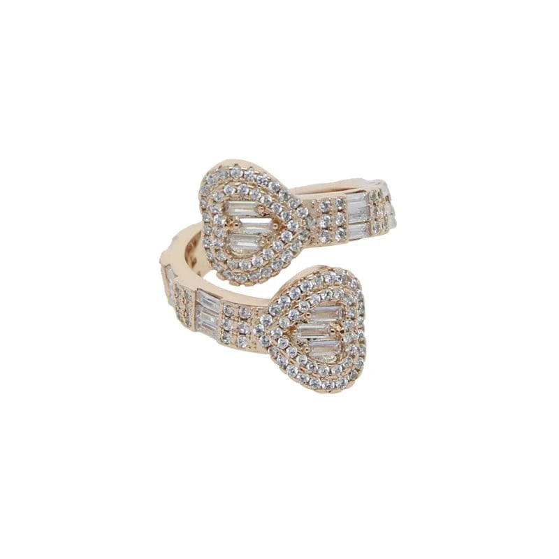 2024 Valentine's Day Gift Fashion Jewelry Micro Pave CZ Full Paved Hollow Heart Ring For Women
