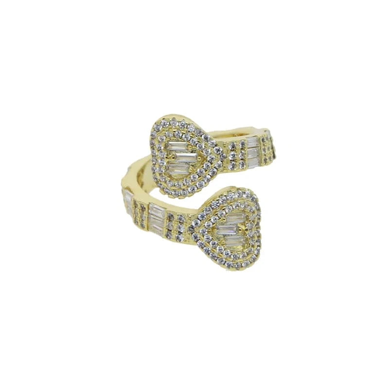 2024 Valentine's Day Gift Fashion Jewelry Micro Pave CZ Full Paved Hollow Heart Ring For Women