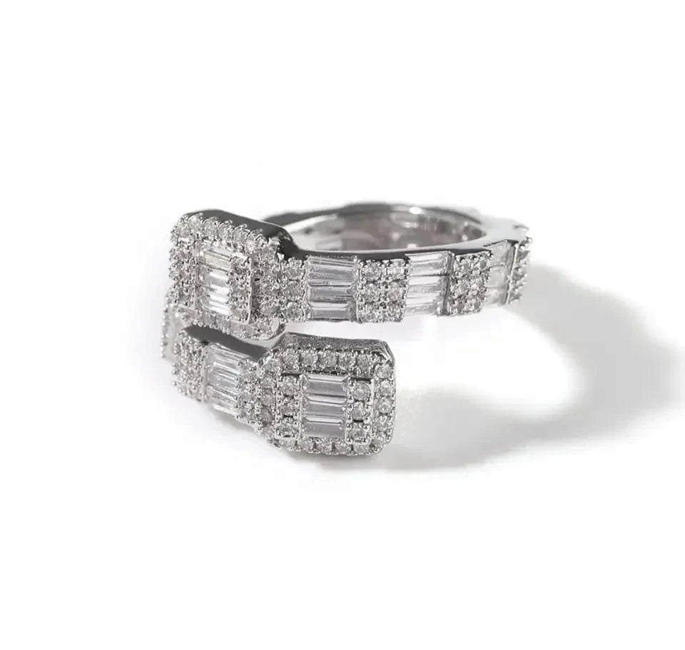 2024 Valentine's Day Gift Fashion Jewelry Micro Pave CZ Full Paved Hollow Heart Ring For Women